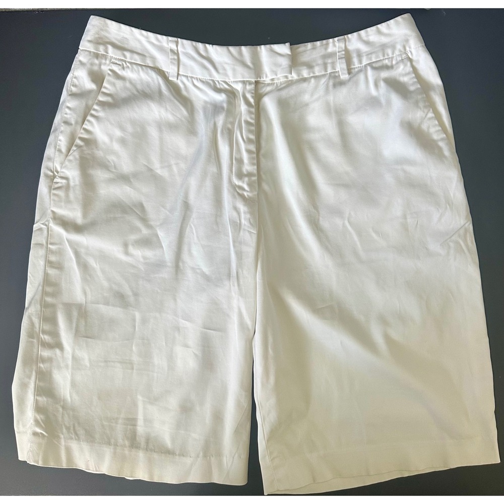 Brooks Brothers 346 Womens White Stretch Cotton Bermuda‎ Shorts Size 8